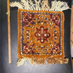 Vintage authentic woven Turkish style rug 12" x 12"